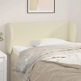 3116944 vidaXL Cabeceira de cama c/ abas couro artificial 93x23x78/88 cm creme