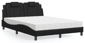 Cama com colchão 120x200 cm couro artificial preto