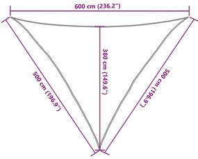Para-sol estilo vela 160 g/m² 5x5x6 m PEAD castanho