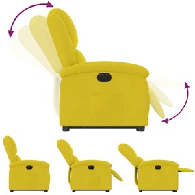 Poltrona reclinável elevatória elétrica veludo amarelo