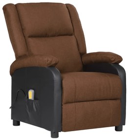 vidaXL Cadeira de massagens couro artificial/tecido castanho