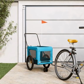 vidaXL Reboque de bicicleta p/ animais tecido oxford/ferro azul/preto