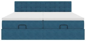 Estrutura cama otomana colchões 180x200 cm veludo azul escuro