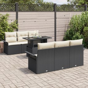 Conjunto de Sofá de Jardim vidaXL 7 Peças com Almofadas Rattan Poliést