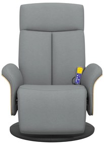 Cadeira massagens reclinável c/ apoio de pés tecido cinza-claro