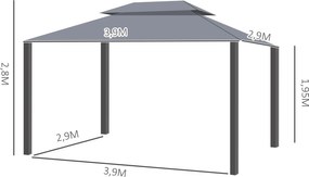 Pérgola de Jardim 4x3m Pérgola de Alumínio com Teto de Ventilação 4 Co