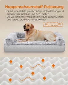 Cama para cães tamanho XXL 122 x 85 x 24 cm removível e lavável cinza