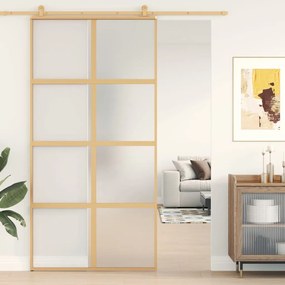 Porta deslizante 102,5x205 cm vidro ESG fosco/alumÃnio dourado