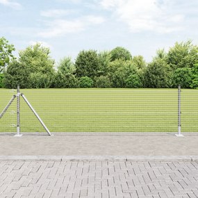 Cerca de Arame Soldado com 7 Postes Flanged 0.6x10 m Aço Galvanizado