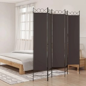 vidaXL Biombo/divisória com 5 painéis 200x200 cm tecido castanho