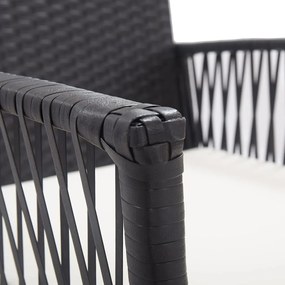 Cadeiras de jardim com almofadões 2 pcs vime PE preto