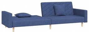 Sofá-cama 2 lugares com duas almofadas tecido azul