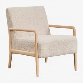 Pacote De 2 Poltronas De Madeira De Seringueira Maylene Chenille Creme Bege - Sklum