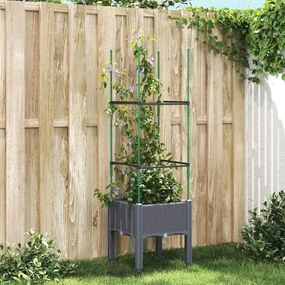 vidaXL Vaso/floreira de jardim c/ treliça 40x40x142,5 cm PP cinzento azul
