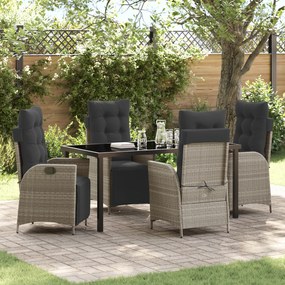 vidaXL Conjunto de Jantar de Jardim de 5 Peças Cinza Claro Rattan PE