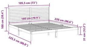 Cama extra longa sem colchão 180x220 cm madeira maciça