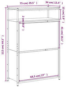 Sapateira 75x34x112 cm derivados de madeira cor carvalho sonoma