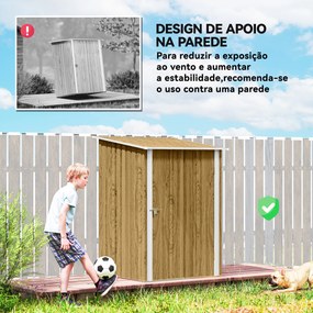 Abrigo de Jardim Metálica 0,92 m² 100x103x160 cm com 1 Porta e Fecho para Armazenamento de Ferramentas Castanho Claro