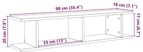 Estantes de parede 2 pcs 90x18x20 cm carvalho preto