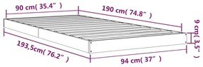 Estrutura de cama de solteiro 90x190 cm pinho maciço