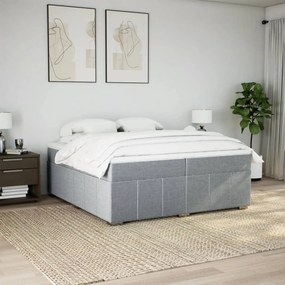 Cama com molas/colchão 200x200 cm tecido cinzento-escuro