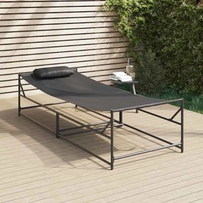 Cama de Sol pra Jardim - Antracite - 200x74x73 cm - Aço e Textilene