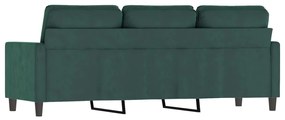 Sofá de 3 lugares 180 cm veludo verde-escuro