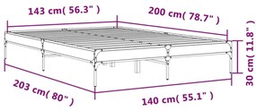 Estrutura de cama 140x200cm derivados madeira/metal
