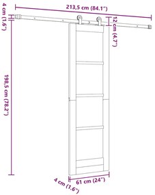 Porta Deslizante com Conjunto de Hardware 'ORKDAL'Branco Madeira Sólid