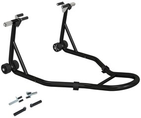 HOMCOM Suporte para Moto Bequilha Dianteira para Moto com Braço Oscilante em U e em L Suporte Universal para Oficina Preto | Aosom Portugal