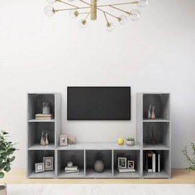 Móveis de TV 3 pcs 107x35x37 cm contraplacado cinzento cimento