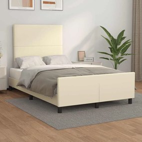 vidaXL Moldura de cama sem creme de colchão 120x190 cm couro do falso