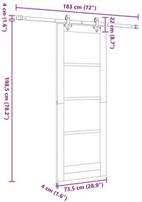 Conjunto de Porta Deslizante Conjunto de 2 Branco e Preto