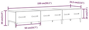 Móvel de TV 150x34,5x30 cm derivados de madeira cinzento sonoma