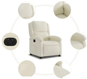Poltrona de massagens reclinável veludo cor creme