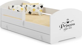Cama infantil branca LUK princesa 140x70 com gaveta - colchão e estrado incluído