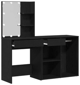 Toucador com LED e Gabinete Carvalho Preto Madeira Engenheirada