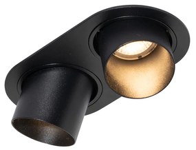 Set van 6 inbouwspots zwart GU10 50mm 2-lichts - Installa Moderno
