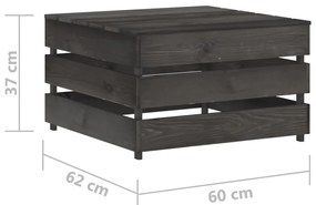 2 pcs conjunto lounge jardim em paletes pinho impregnado cinza