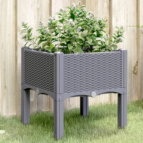 vidaXL Vaso/floreira de jardim c/ pernas 40x40x42 cm PP cinzento azul