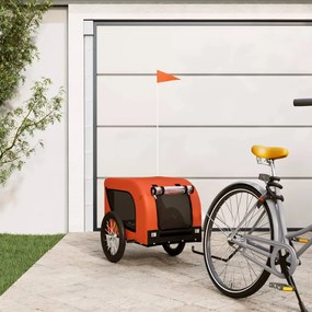 vidaXL Reboque bicicleta p/ animais tecido oxford/ferro laranja/preto