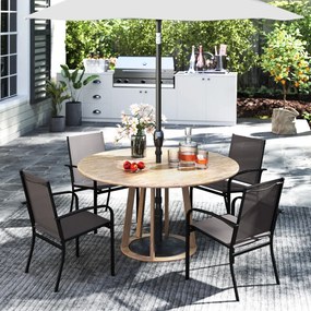 Conjunto de 4 cadeiras de exterior empilháveis com encosto alto (MESA NÃO INCLUIDA), assento largo e braços para exterior 61 x 57,5 x 89 cm cinza