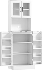 HOMCOM armário de cozinha, prateleira ajustável, superfície de trabalho, portas em acrílico, passagem de cabos, para sala de estar, cozinha, sala de jantar, MDF, branco | Aosom Portugal
