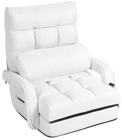 Sofá Cama de Chão individual dobrável com almofada multifuncional para quarto Sala de estar Varanda 67 x 65 x 72 cm Branco