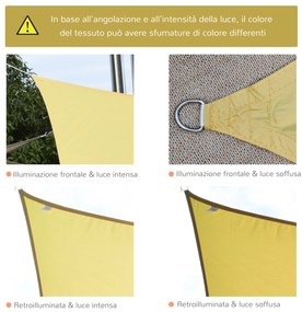 Vela de Sombra Retangular 4x6 m Toldo Vela de Poliéster com Proteção UV Aneis em Forma de D e Cordas para Jardim Pátio Piscina Areia