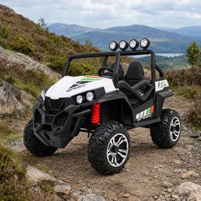 Carro elétrico para Crianças 2 Lugares Grand Buggy 24V 4x4 LIFT STRONG Rodas Espuma EVA, Assento couro ecológico Branco