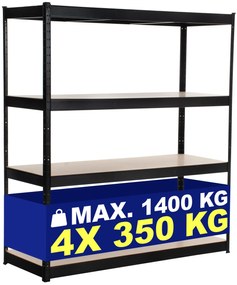 Estante de armazenamento 160 x 60 x 180 cm Preto