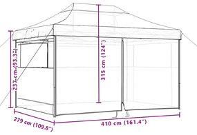 Tenda para festas pop-up dobrável com 4 paredes laterais bordô