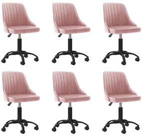 vidaXL Cadeiras de jantar giratórias 6 pcs veludo rosa