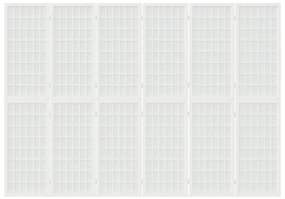 Biombo dobrável com 6 painéis estilo japonês 240x170 cm branco